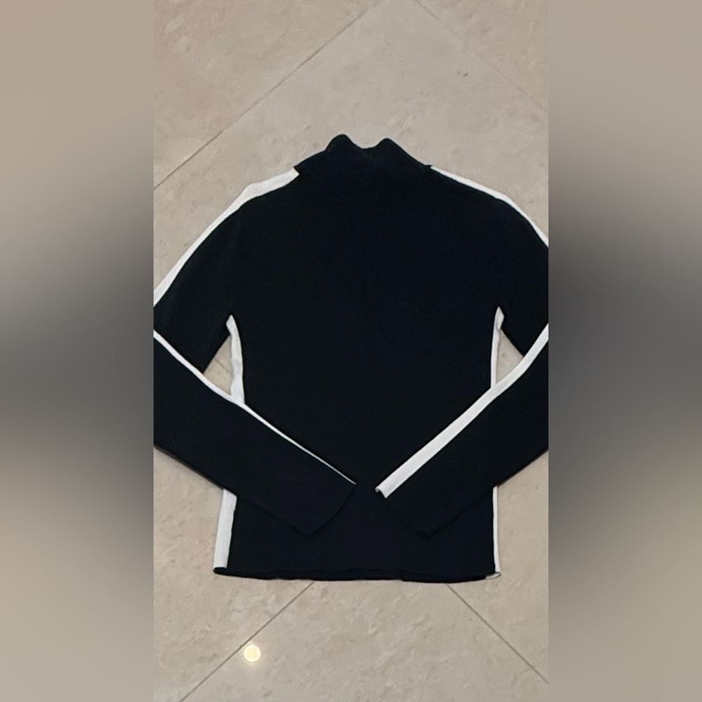 Polo Jeans Company Black and White Long Sleeve Top TurttleNeck Women Medium - Picture 8 of 9